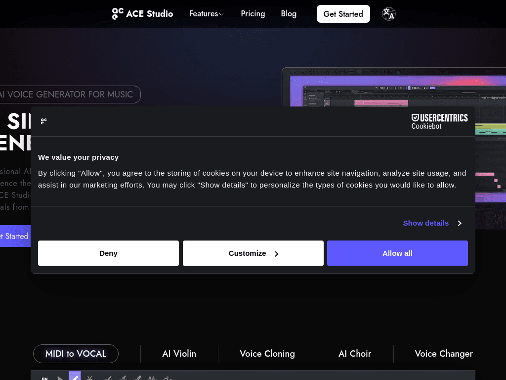 Ace Studio screenshot