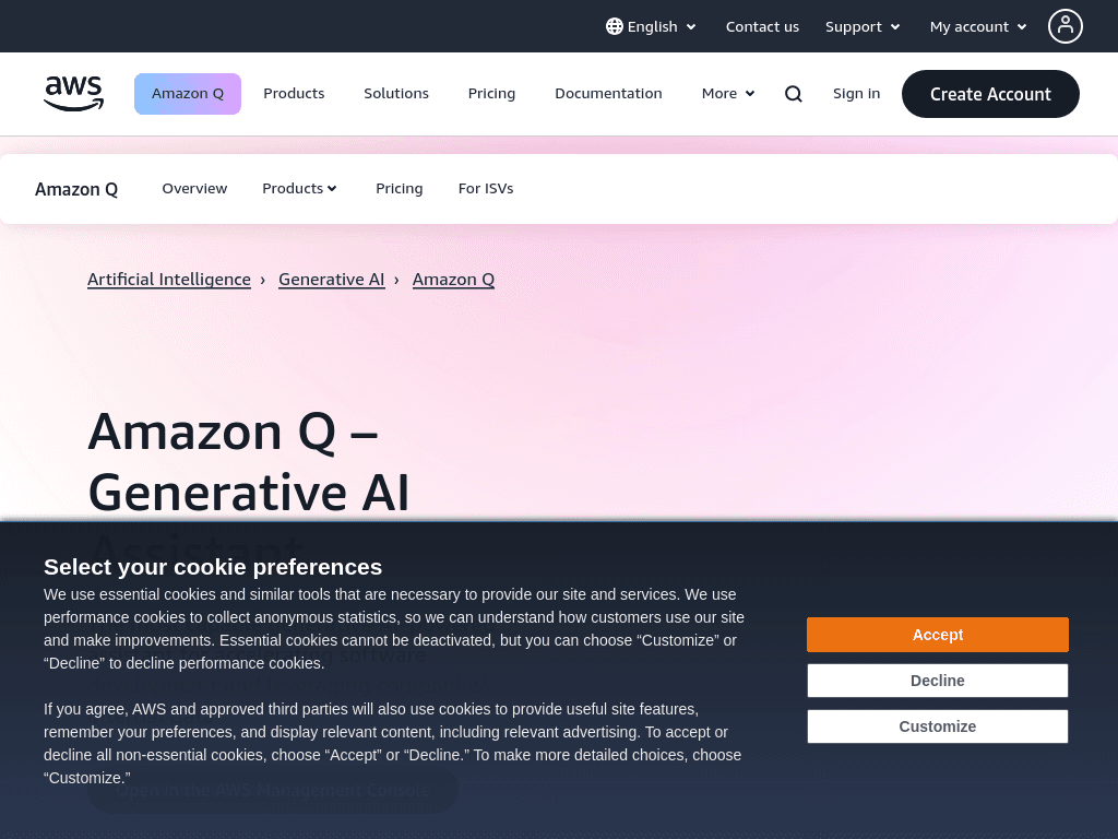 Amazon Web Services (AWS) screenshot