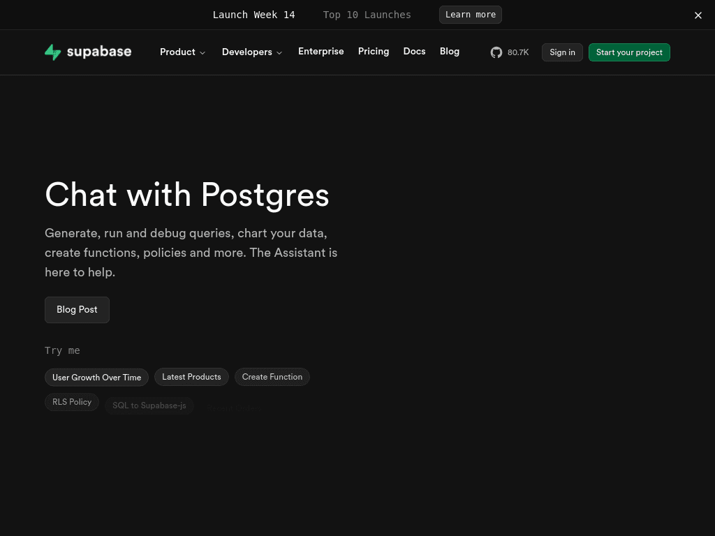 Chat with Postgres screenshot