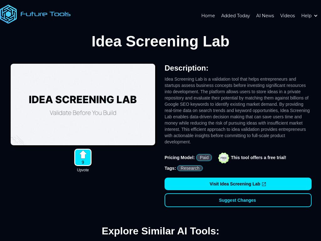 Idea Screening Lab screenshot