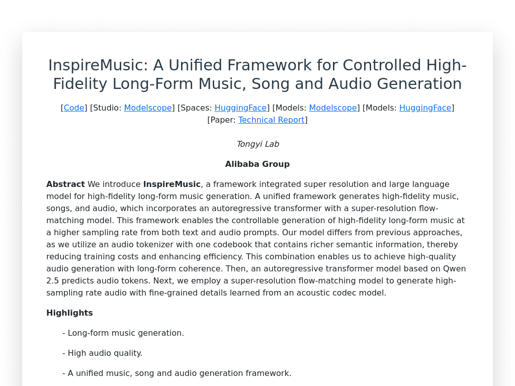 InspireMusic screenshot