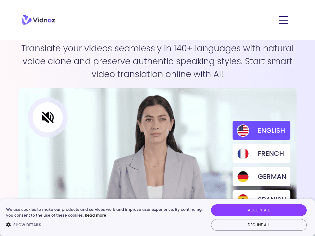 Vidnoz Video Translate screenshot