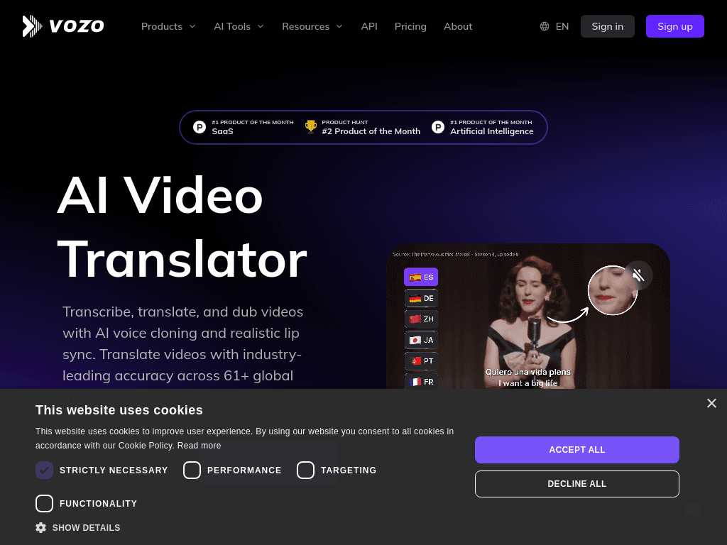 Vozo.ai screenshot