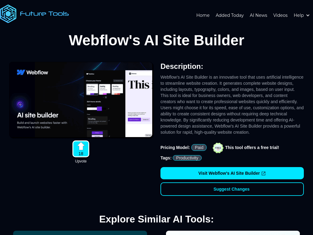 Webflow's AI Site Builder screenshot