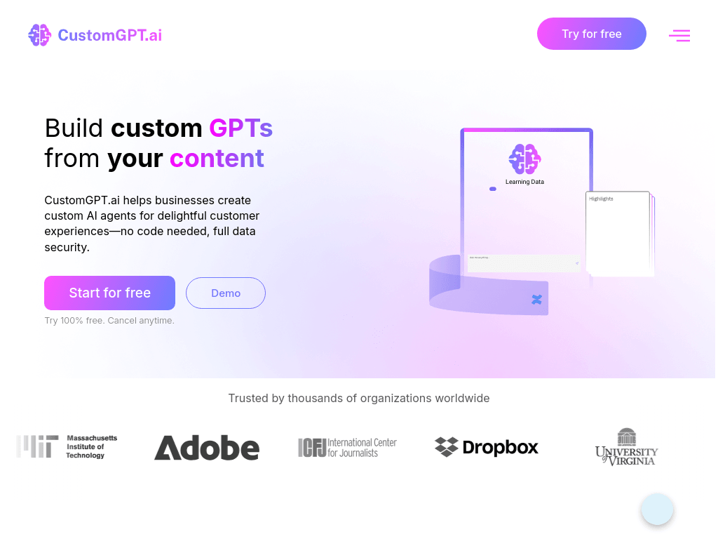 CustomGPT.ai screenshot 1