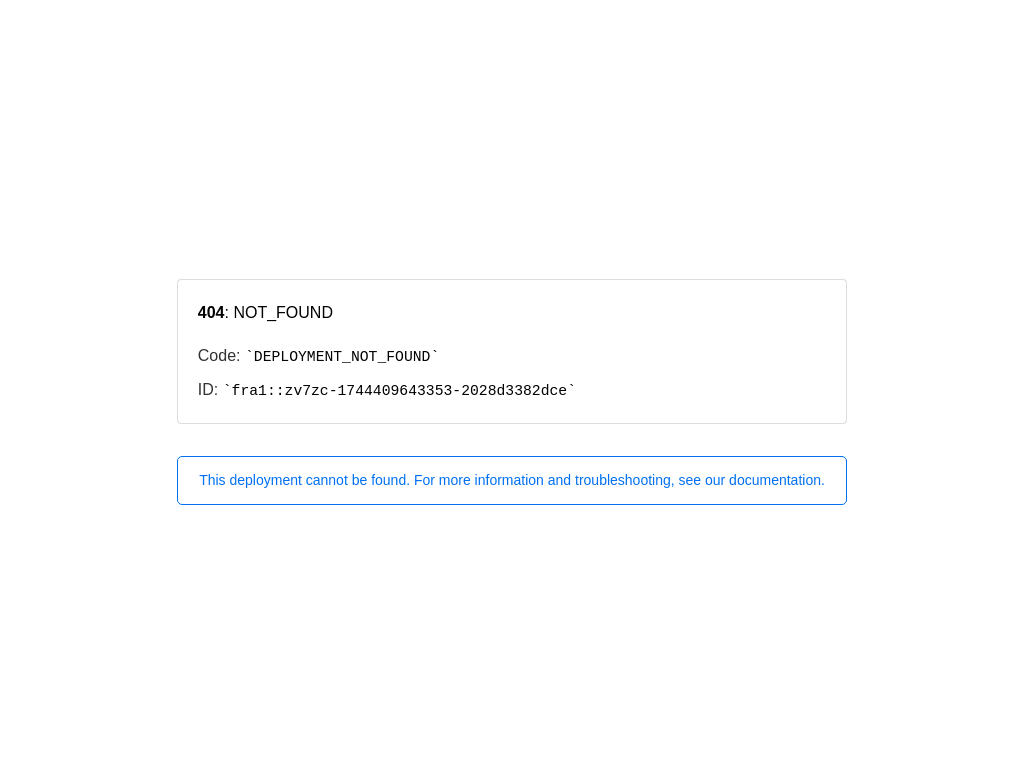 Deployment Not Found screenshot 1