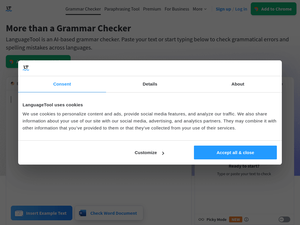 LanguageTool screenshot 1