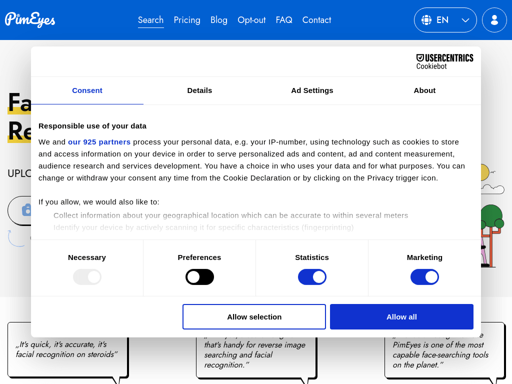PimEyes screenshot 1