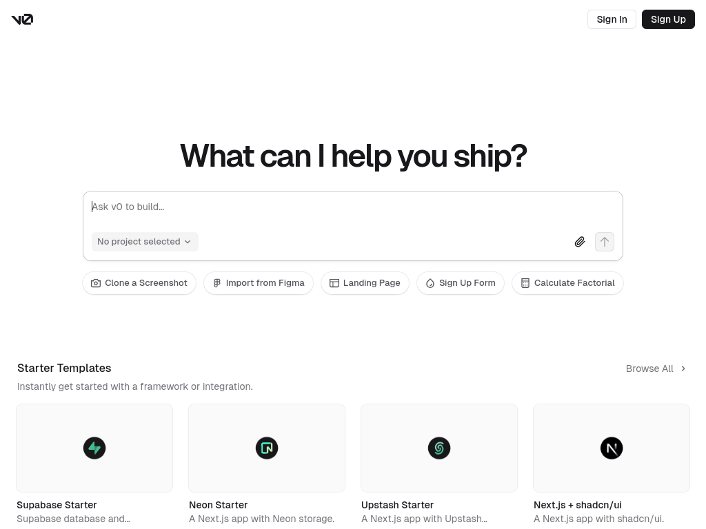 v0 screenshot 1
