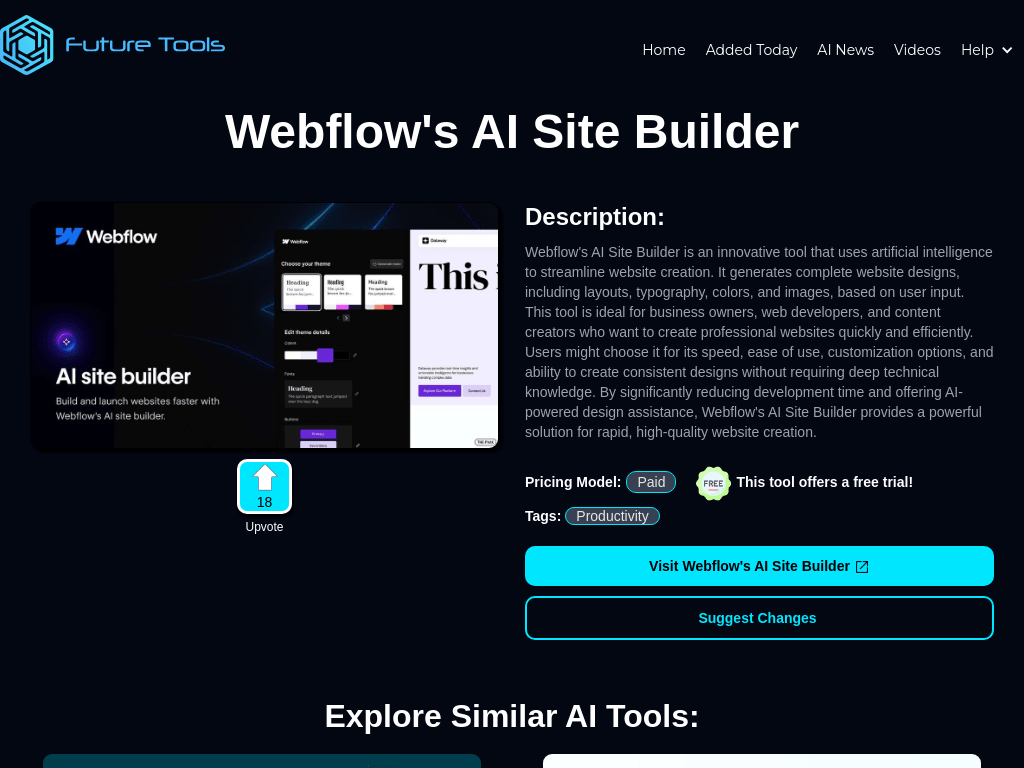 Webflow's AI Site Builder screenshot 1