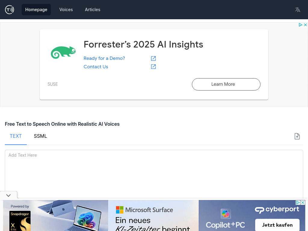 Free Text to Speech Online with Realistic AI Voices screenshot 1